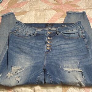Judy Blue High Rise Distressed Skinny Fit Blue Jeans Size 18W